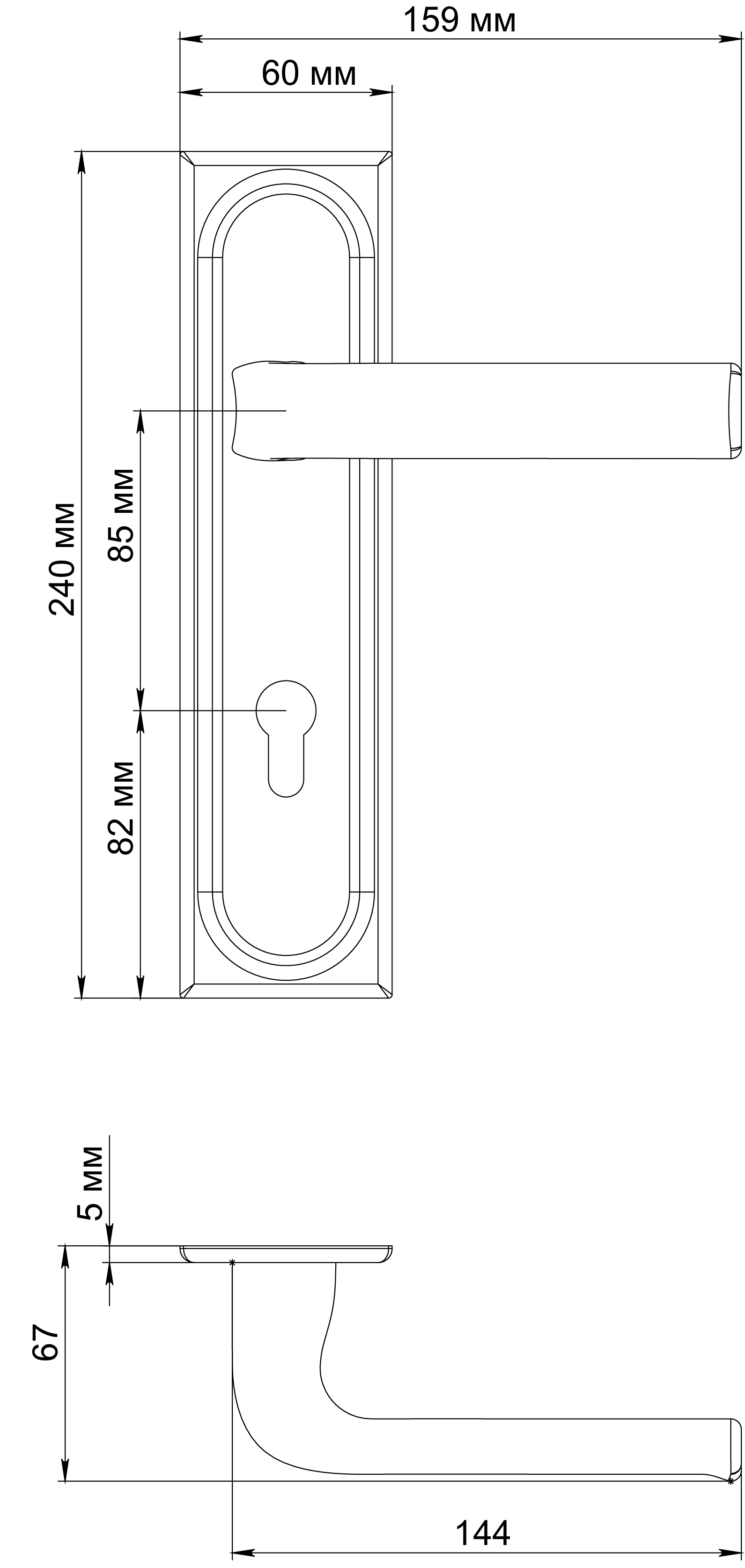 Ручка дверная THE BUS STATION PLS KH SST на планке под ключевой цилиндр, цвет Летняя гроза/Summer Storm фото купить в Омске