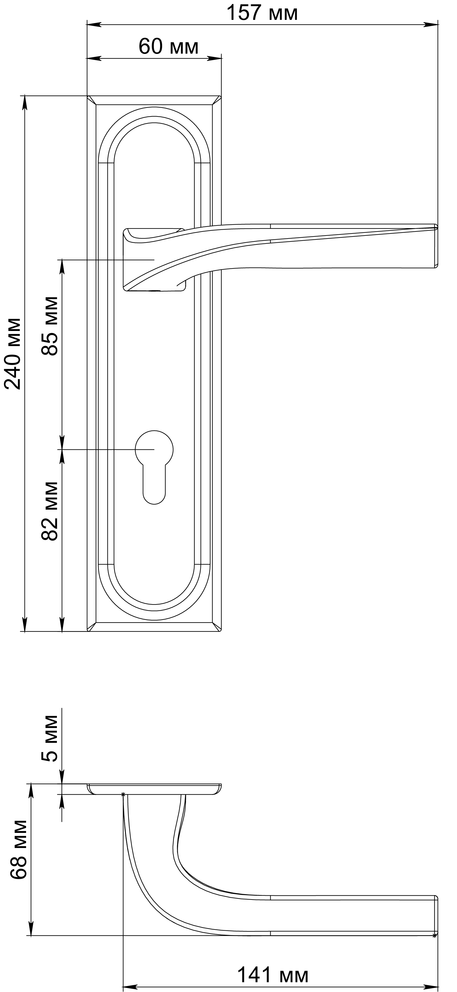 Ручка дверная WD CONCERT HALL PLS KH SMI на планке под ключевой цилиндр, цвет Весенняя дымка/Spring Mist фото купить в Омске