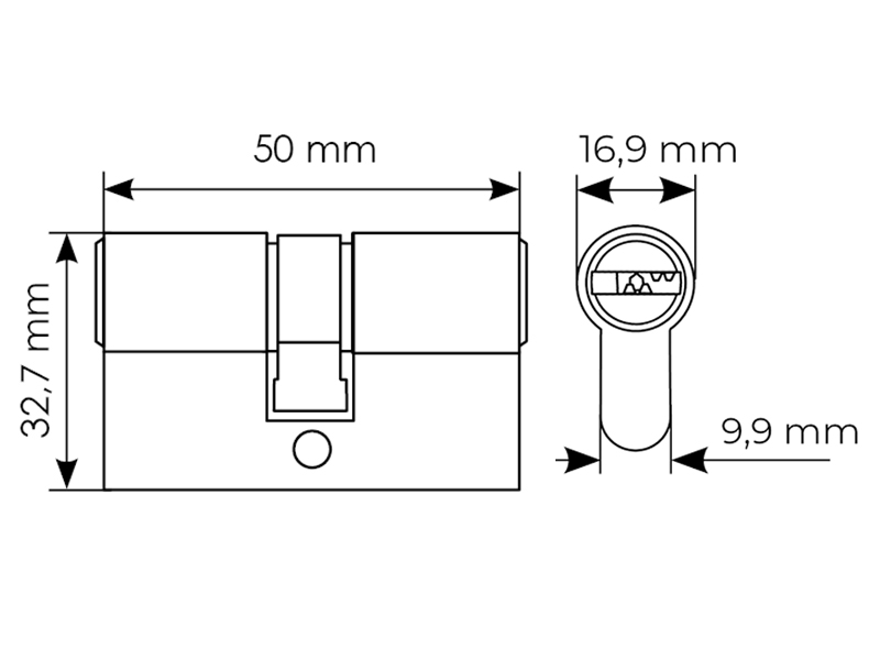 Ключевой цилиндр высокой секретности HS 50C PC (50мм), цвет хром фото фурнитура Омск
