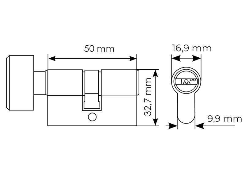 Ключевой цилиндр высокой секретности HS 50CK PC с заверткой (50мм), цвет хром фото фурнитура Омск