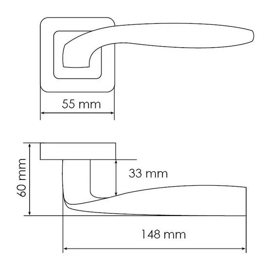 Ручка дверная SHELL MH-45 GR/CP-S55 раздельная на квадратной розетке, цвет графит/хром, ЦАМ Light фото купить в Омске