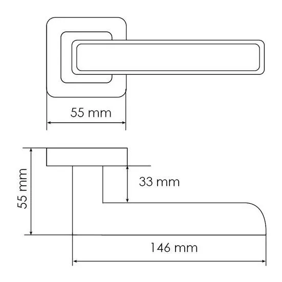 Ручка дверная FLEX MH-44 SC/CP-S55 раздельная на квадратной накладке, цвет матовый хром/хром, ЦАМ Light фото купить в Омске