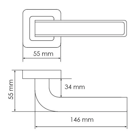 Ручка дверная EON MH-46 GR/CP-S55 раздельная на квадратной розетке, цвет графит/хром, ЦАМ Light фото фурнитура Омск