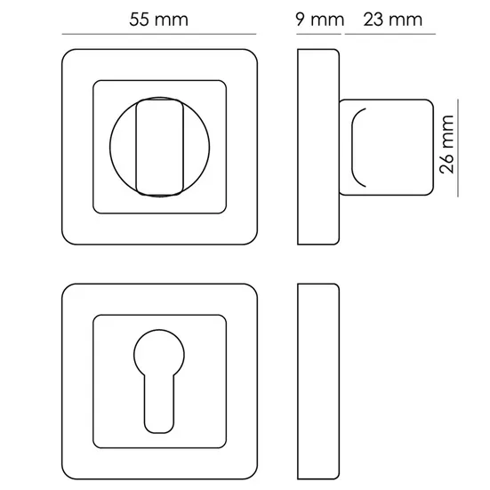 Завертка сантехническая MH-WC-S55 GR/PC квадратная цвет графит/хром фото купить в Омске