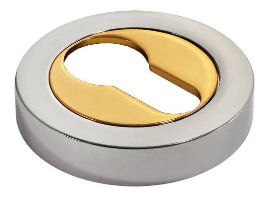LUX-KH-R2 COT, накладка на евроцилиндр, цвет - глянцевый хром/золото фото купить Омск